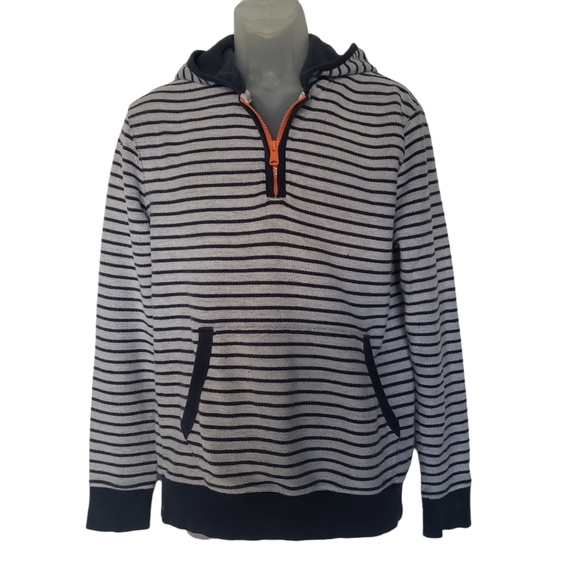Tommy Hilfiger Other - Tommy Hilfiger Pullover Hooded Sweatshirt Size L Navy Blue Striped Hoodie